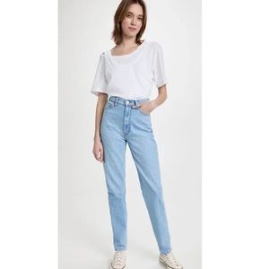 Snacks Mother super high rise light denim jeans